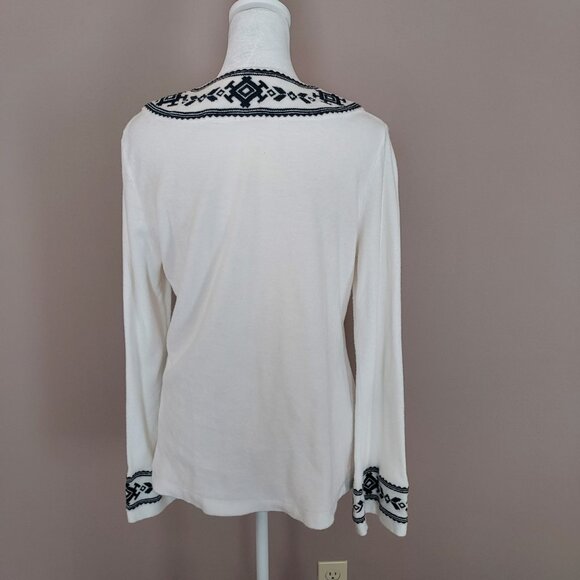 Tory Burch Embroidered Moroccan Cotton Terry Cloth Blue Tunic Top Size Small - Picture 4 of 9